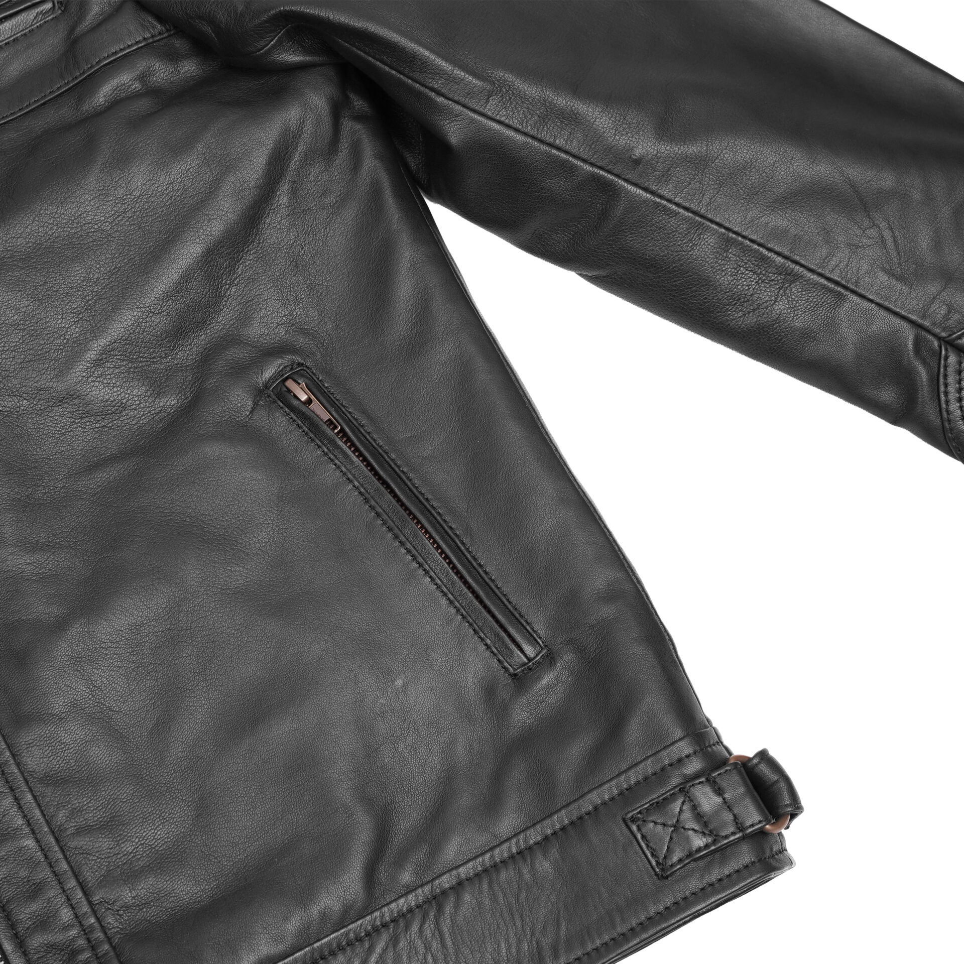 CLASSIC CHARM MEN’S SHEEPSKIN LEATHER JACKET WITH SNAP BUTTON COLLAR - Image 9