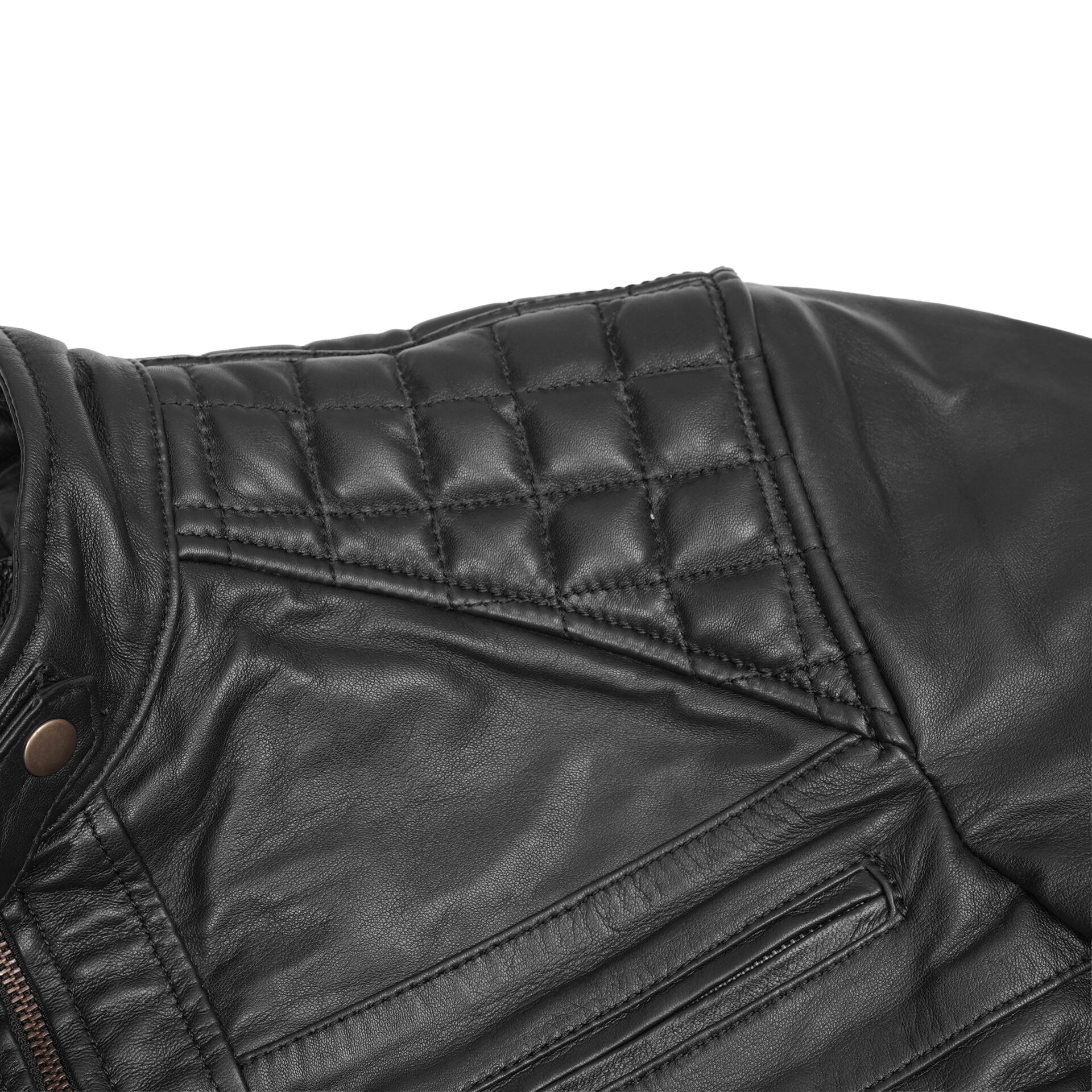 CLASSIC CHARM MEN’S SHEEPSKIN LEATHER JACKET WITH SNAP BUTTON COLLAR - Image 8