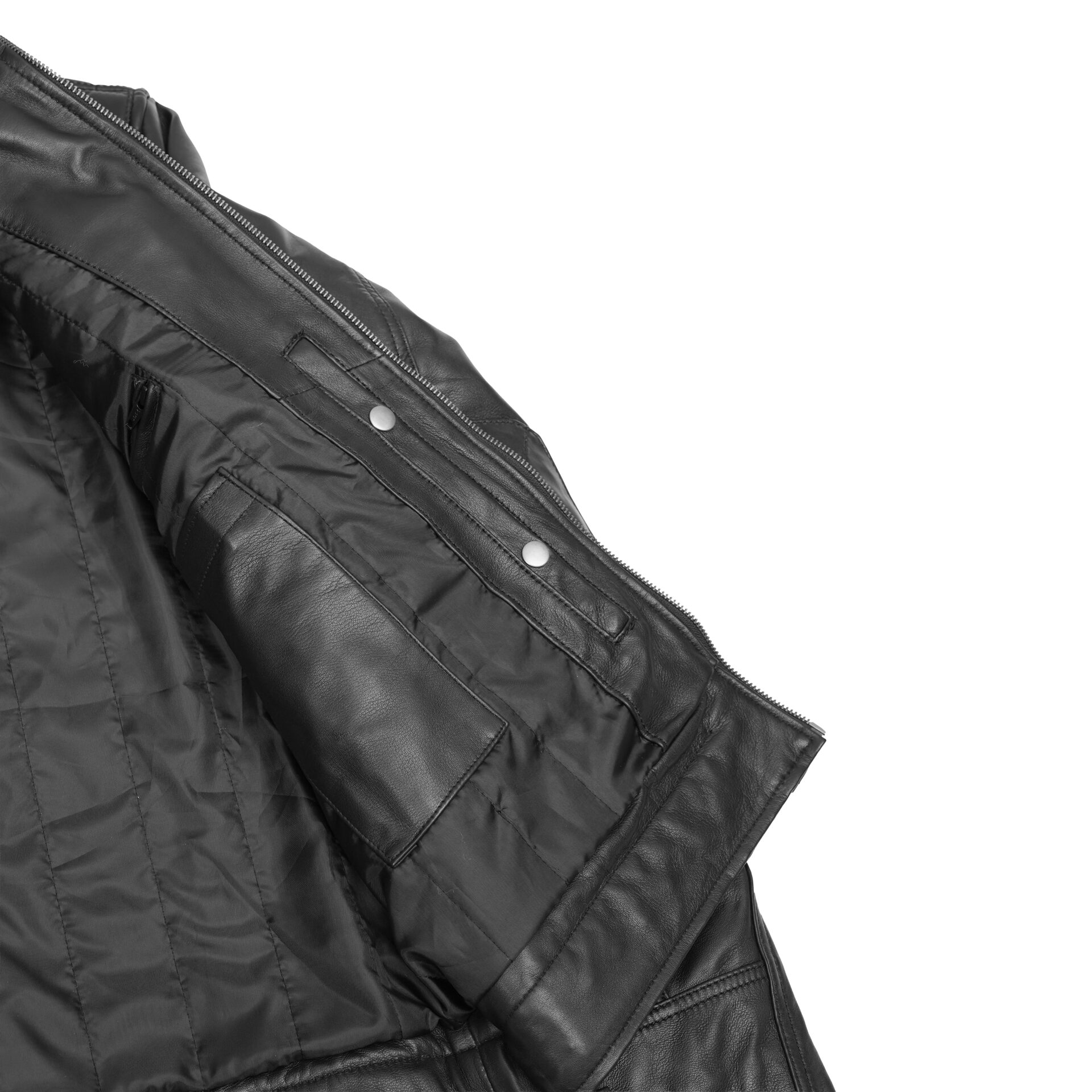 CLASSIC CHARM MEN’S SHEEPSKIN LEATHER JACKET WITH SNAP BUTTON COLLAR - Image 6