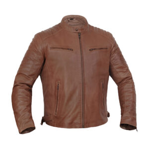 COPPER SLAYER MEN’S SHEEPSKIN LEATHER FASHION JACKET WITH SNAP BUTTON COLLAR
