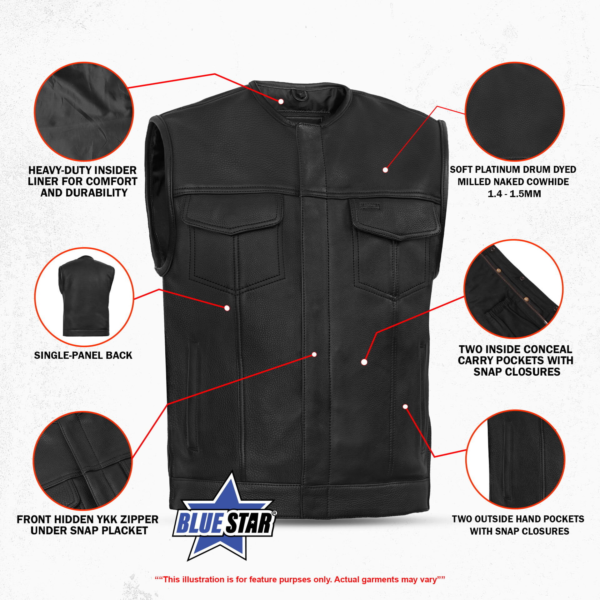 BSM4599 Upgraded Style Gun Pockets, Hidden Gun Metal Zipper, Bottom Sid - Image 3