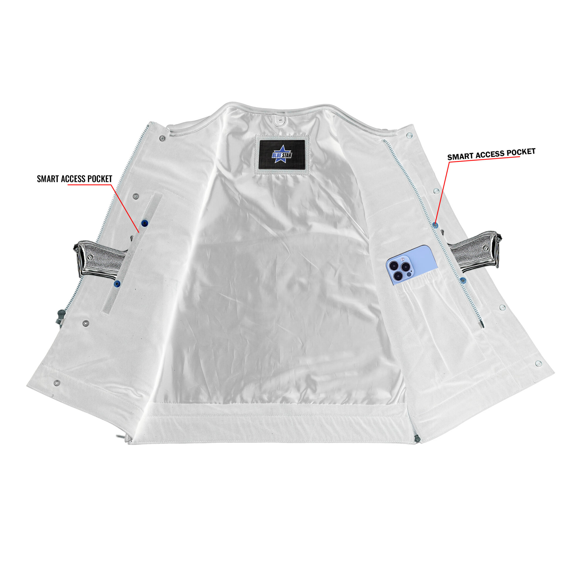 BSM4599 Upgraded Style Gun Pockets, Hidden Gun Metal Zipper, Bottom Sid - Image 4