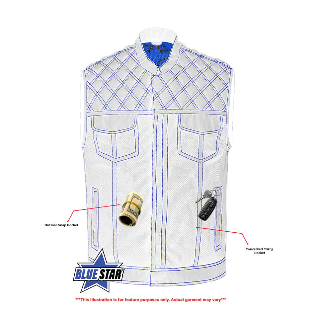 BSM4601 Nitro Rush Men’s Black Mesh Textile Vest with Yellow Diamond Stitch - Image 5