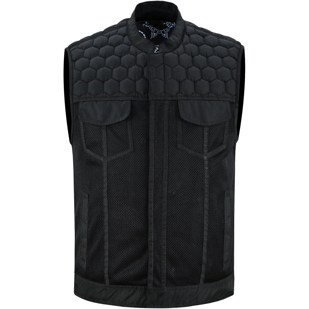 BSM4602 Mesh Rave Men’s Black Mesh Textile Vest with Black Paisley Liner - Image 4