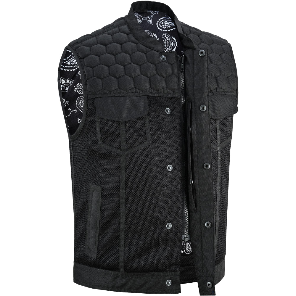 BSM4602 Mesh Rave Men’s Black Mesh Textile Vest with Black Paisley Liner - Image 8