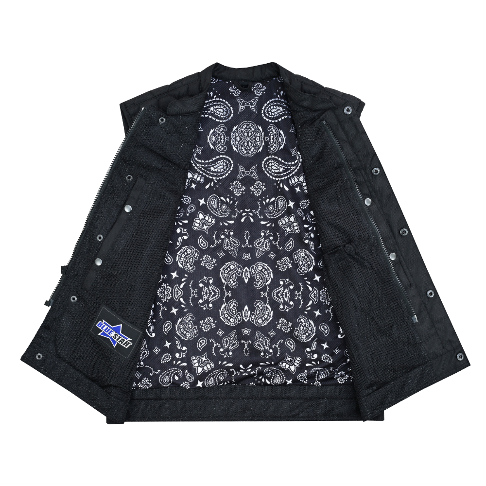 BSM4602 Mesh Rave Men’s Black Mesh Textile Vest with Black Paisley Liner - Image 9