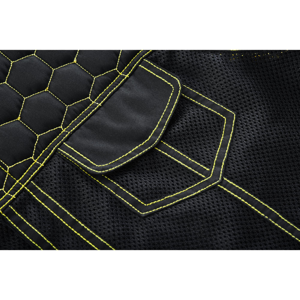 BSM4603 Gloom Gold Men’s Black Mesh Textile Vest with Yellow Thread Detailing - Image 10