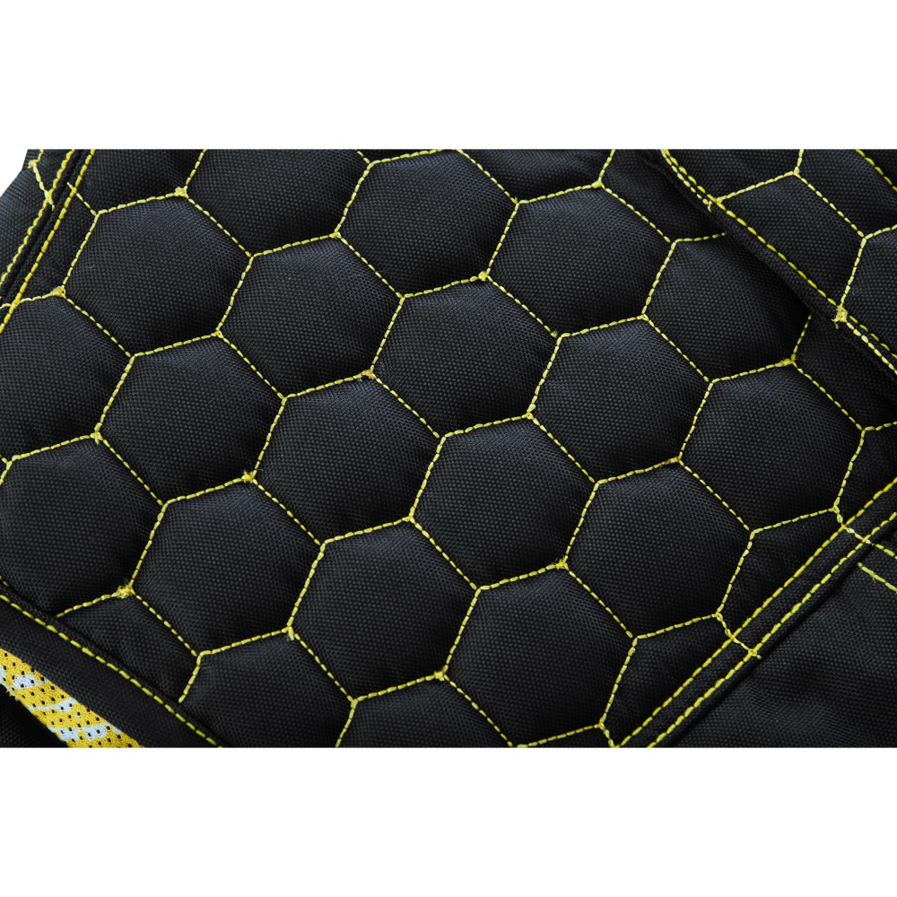 BSM4603 Gloom Gold Men’s Black Mesh Textile Vest with Yellow Thread Detailing - Image 11