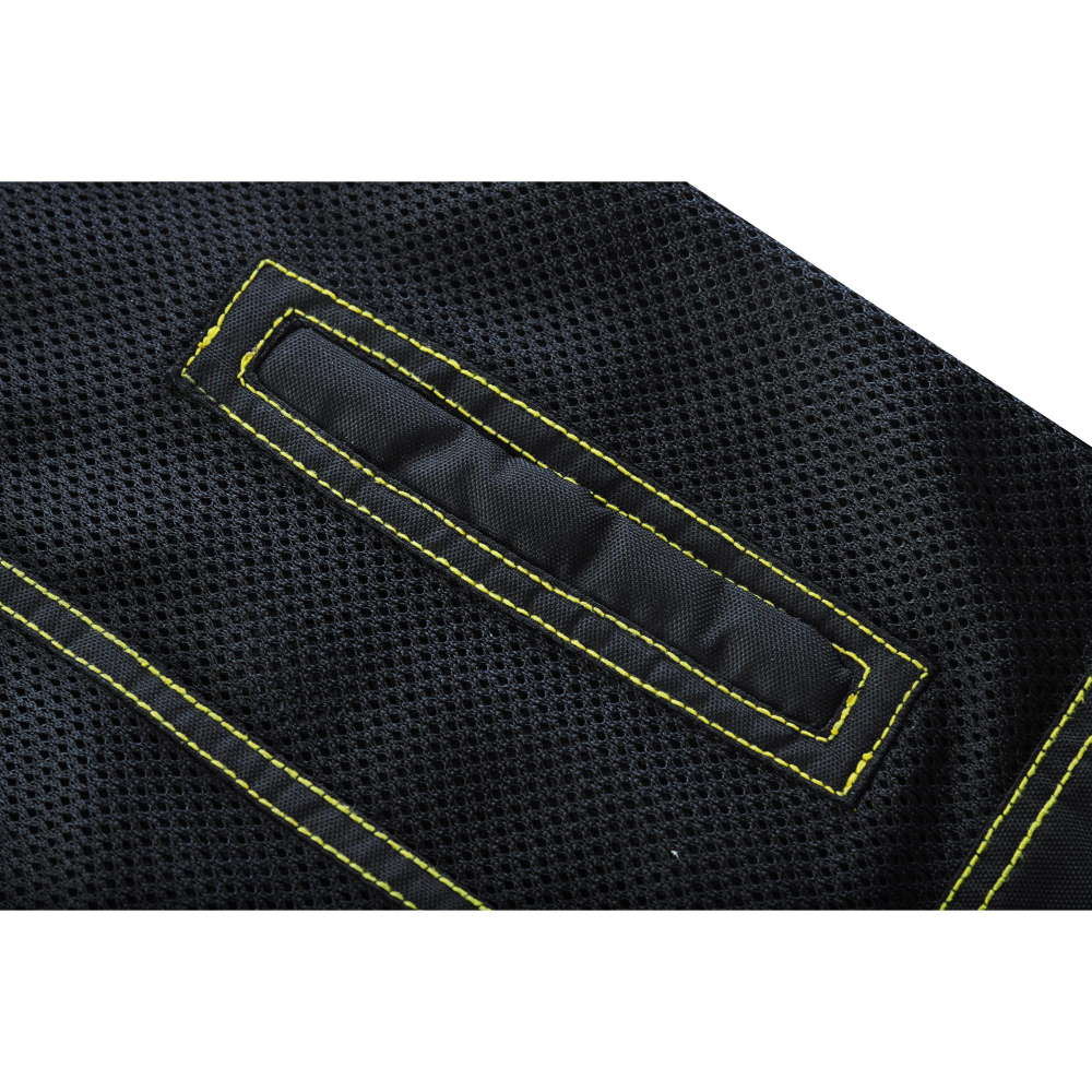 BSM4603 Gloom Gold Men’s Black Mesh Textile Vest with Yellow Thread Detailing - Image 12