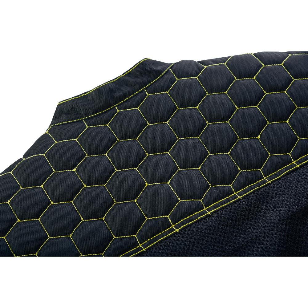 BSM4603 Gloom Gold Men’s Black Mesh Textile Vest with Yellow Thread Detailing - Image 13