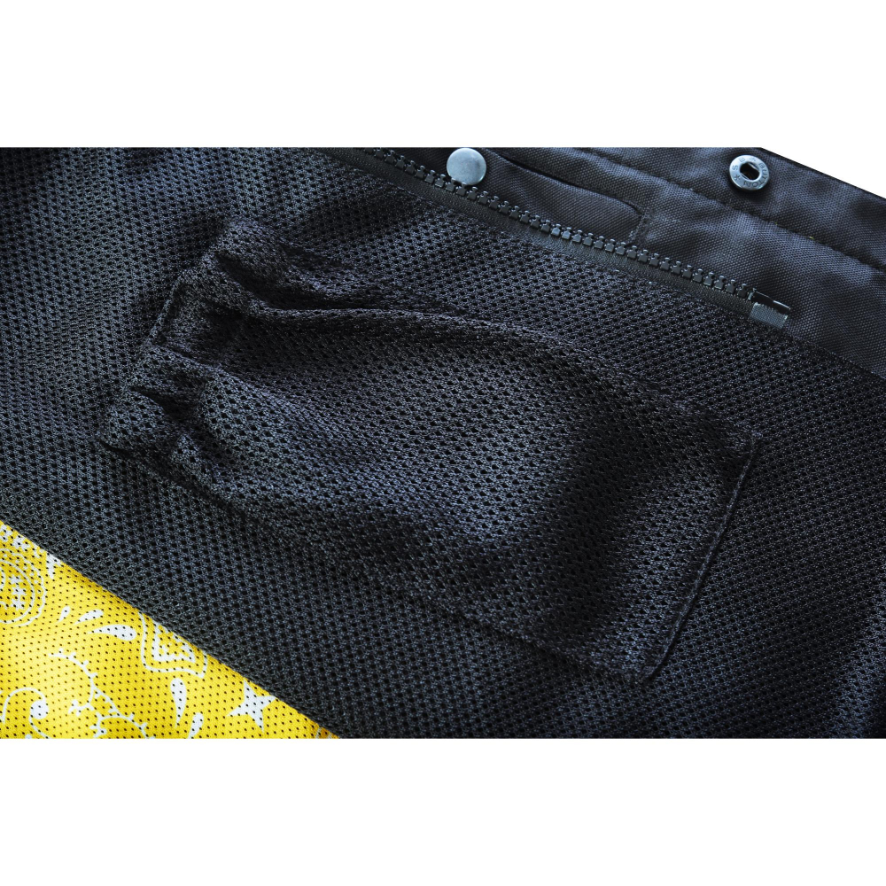 BSM4603 Gloom Gold Men’s Black Mesh Textile Vest with Yellow Thread Detailing - Image 16