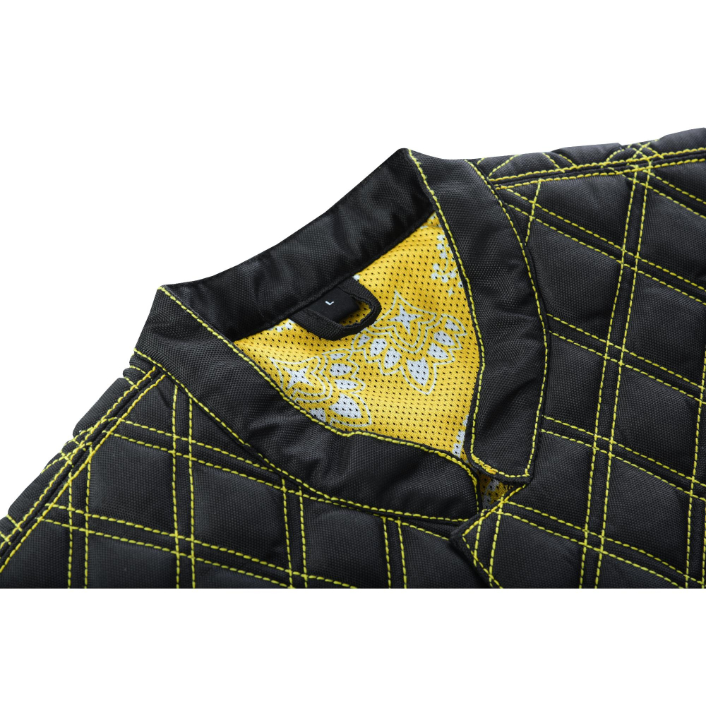 BSM4601 Nitro Rush Men’s Black Mesh Textile Vest with Yellow Diamond Stitch - Image 13