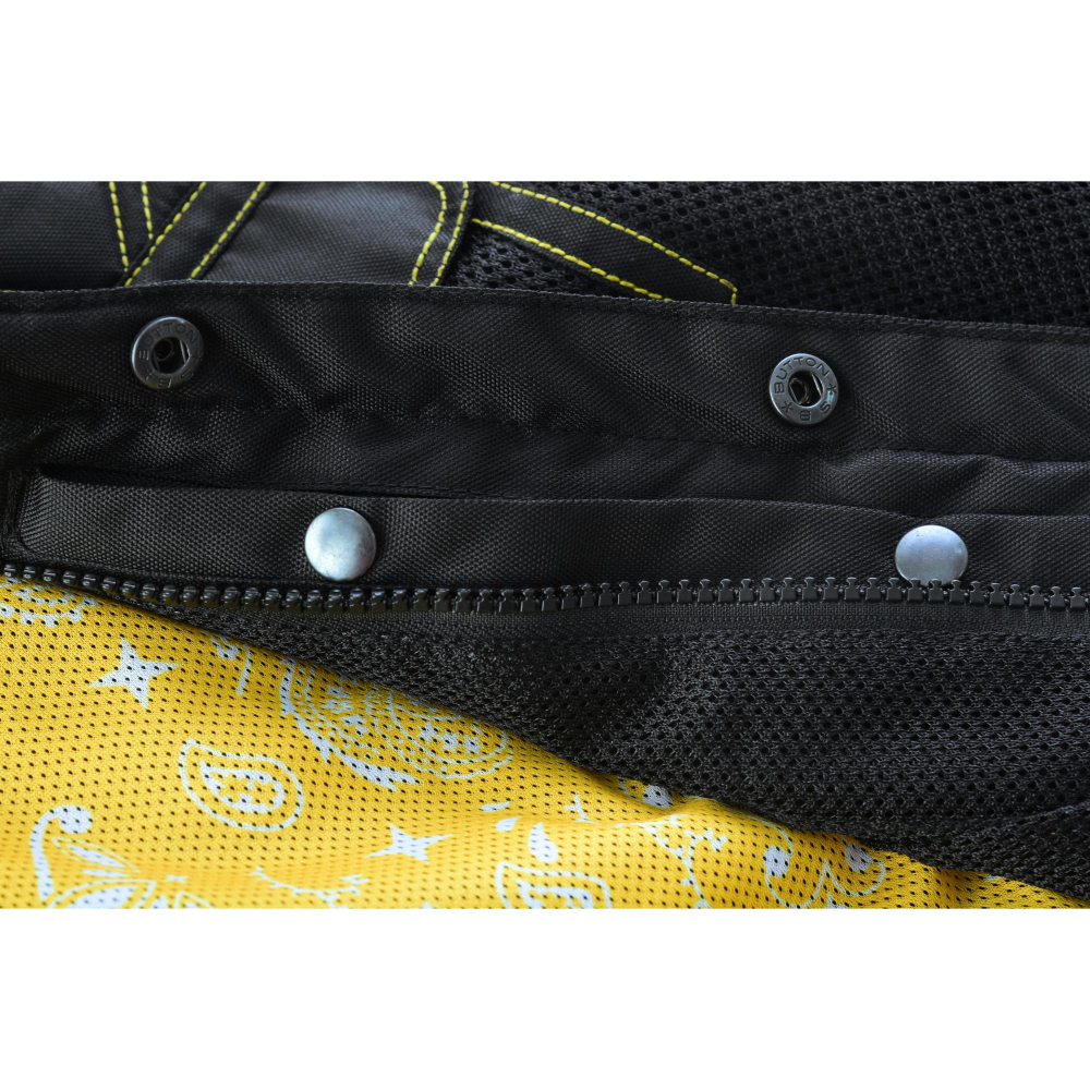 BSM4601 Nitro Rush Men’s Black Mesh Textile Vest with Yellow Diamond Stitch - Image 19