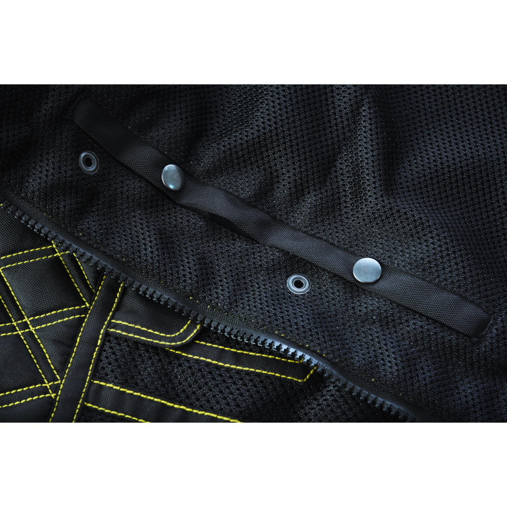 BSM4601 Nitro Rush Men’s Black Mesh Textile Vest with Yellow Diamond Stitch - Image 20