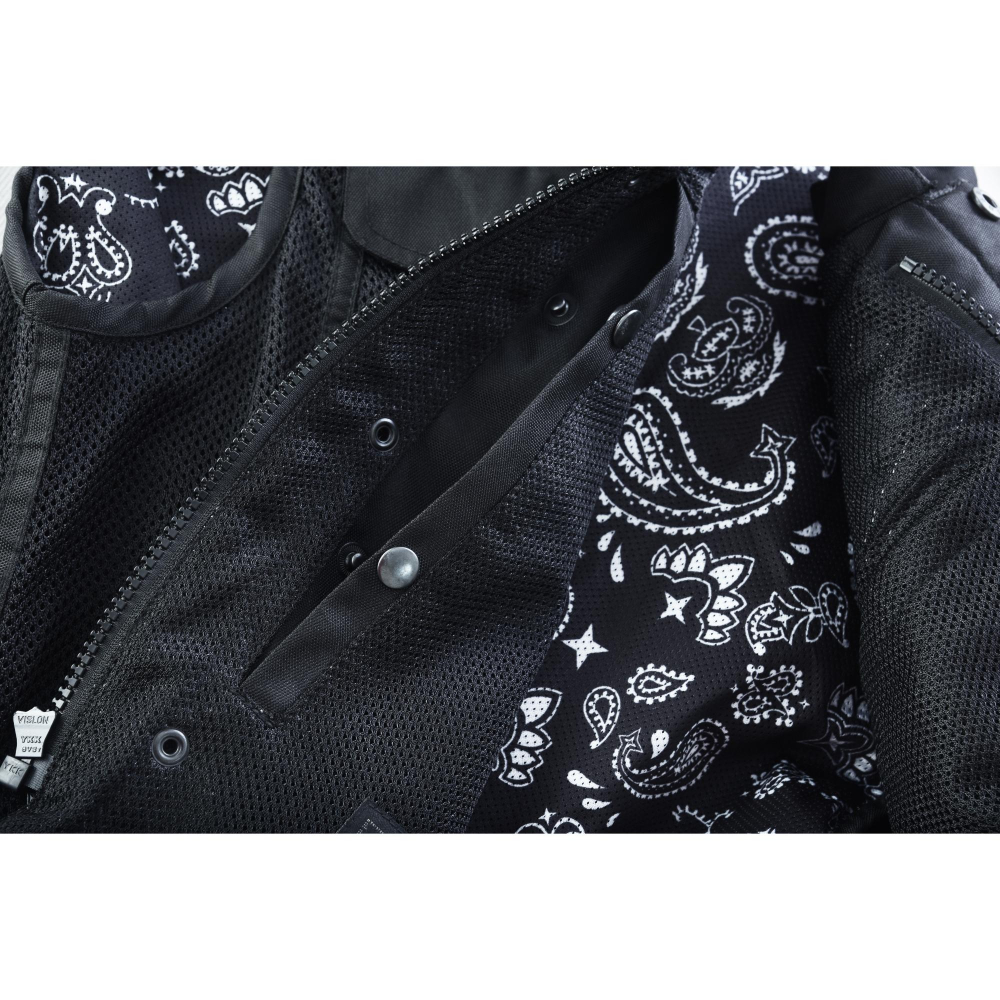 BSM4602 Mesh Rave Men’s Black Mesh Textile Vest with Black Paisley Liner - Image 18