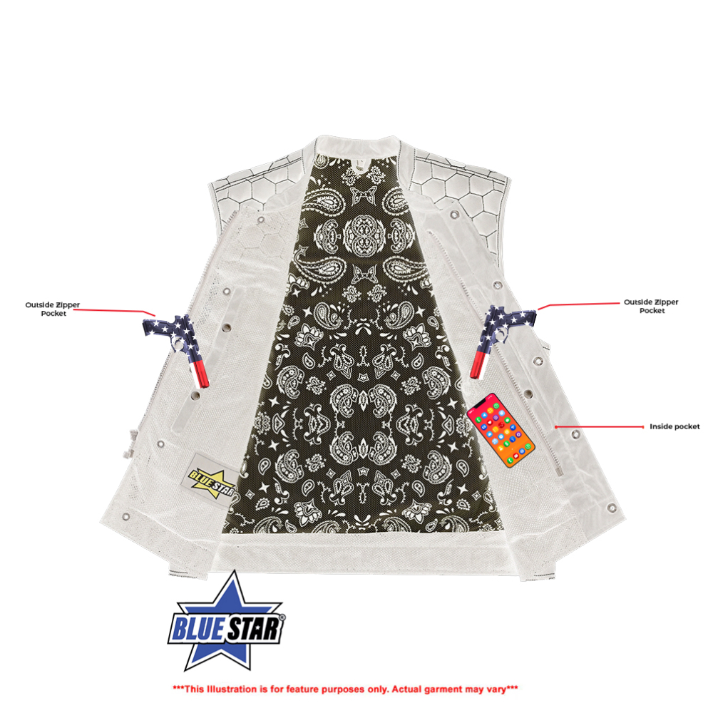 BSM4602 Mesh Rave Men’s Black Mesh Textile Vest with Black Paisley Liner - Image 10