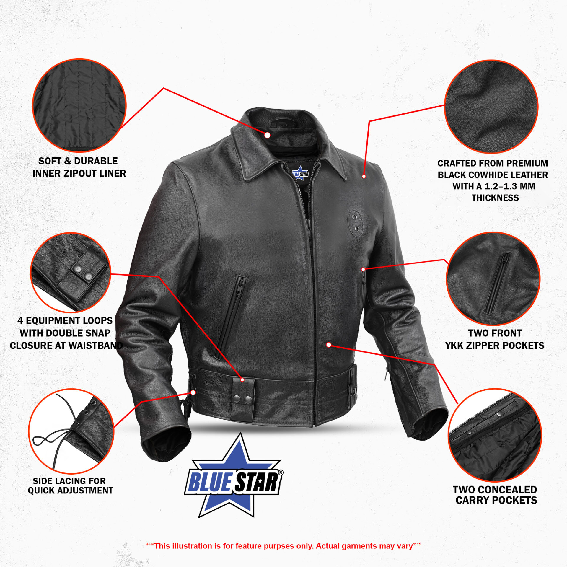 BSM4648 Iron Warrior Men’s Leather Motorcycle Jacket - Image 3