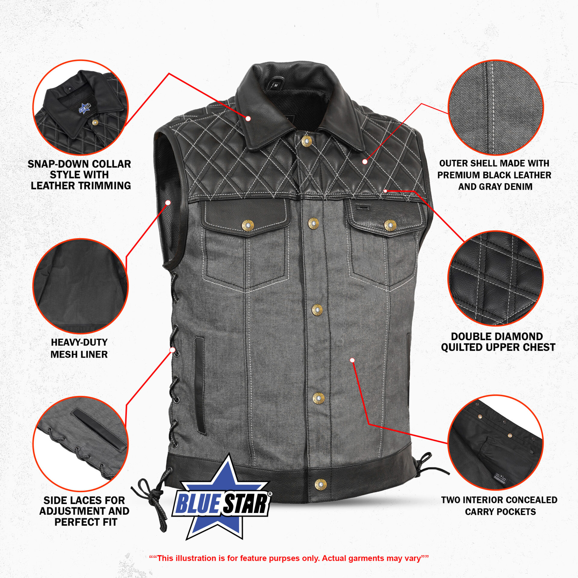 BSM4652 Dark Venture Men’s Leather Vest - Image 2