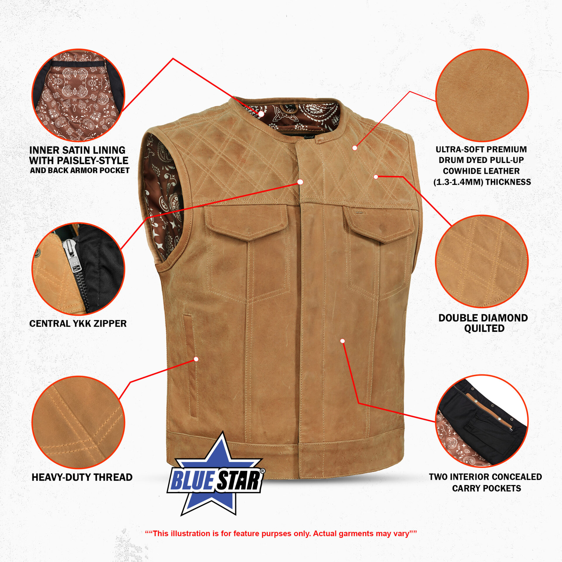 BSM4651 Rustic Rebel Men’s Brown Leather Vest - Image 3