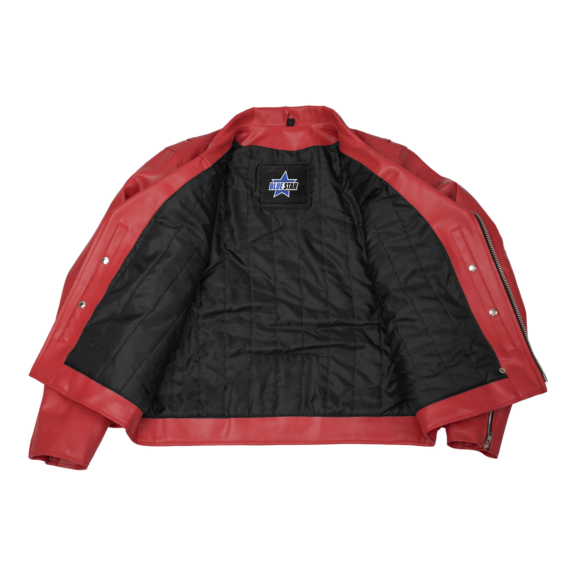 BSM4664 Crimson Firebrand Men’s Faux Leather Motorcycle Jacket - Image 4