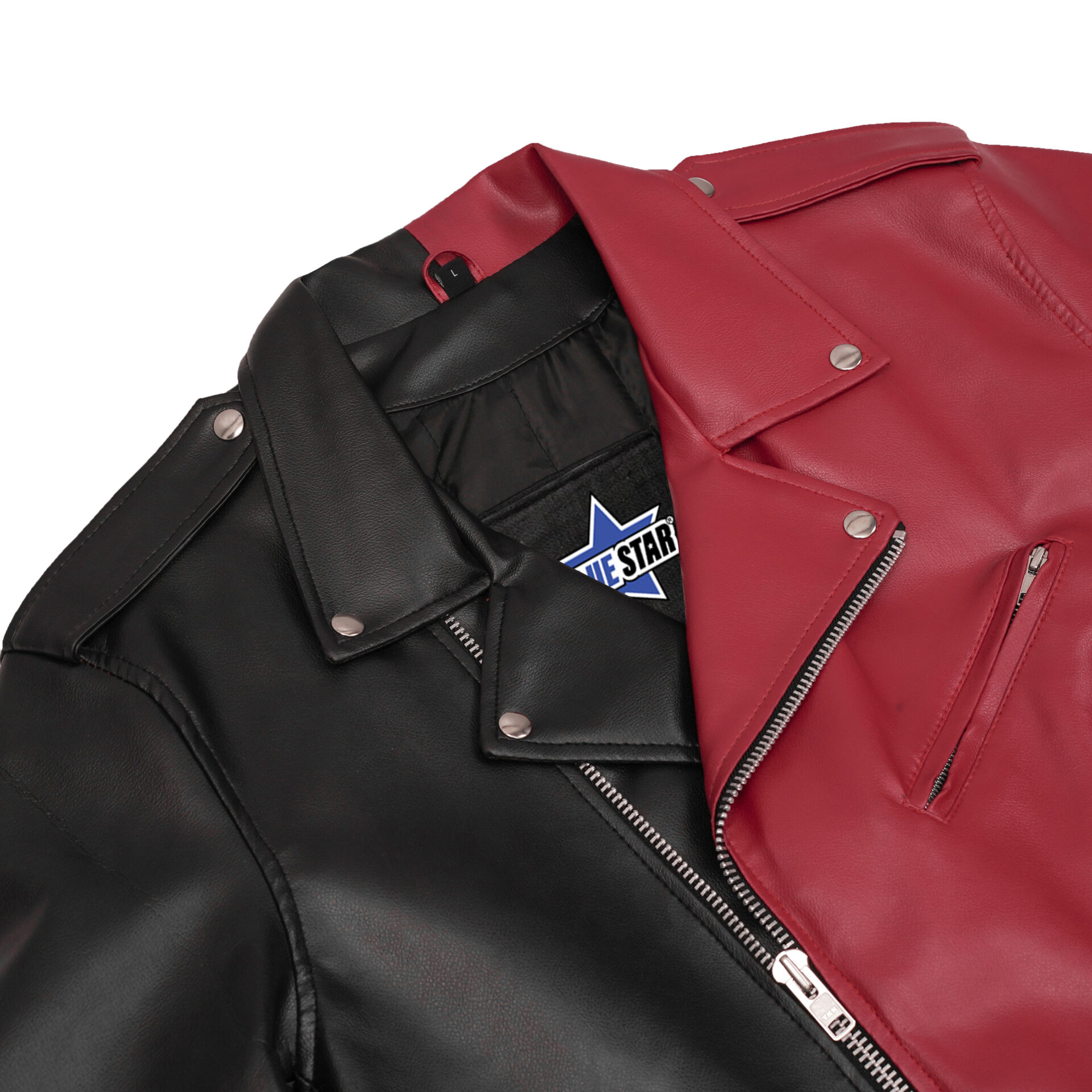 BSM4665 Void Ember Men’s Faux Leather Motorcycle Jacket - Image 7