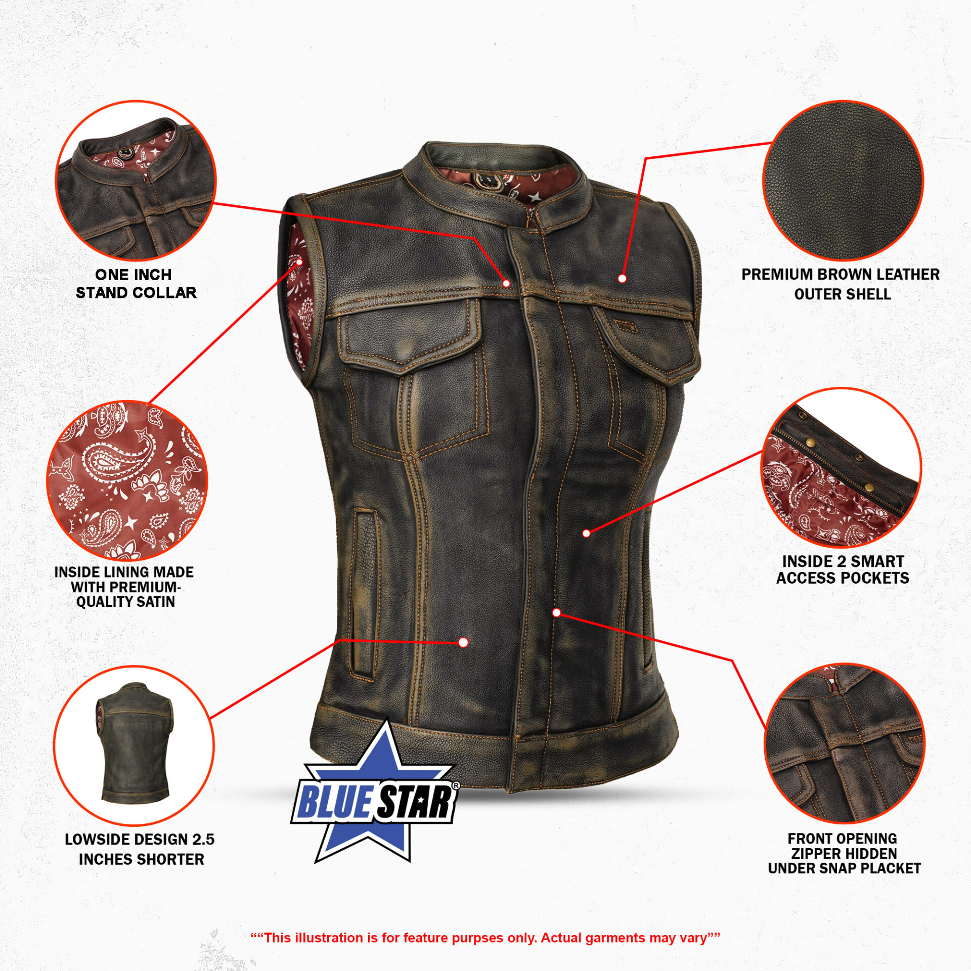 BSM4672 Galaxy Grifter Women’s Leather Vest - Image 3