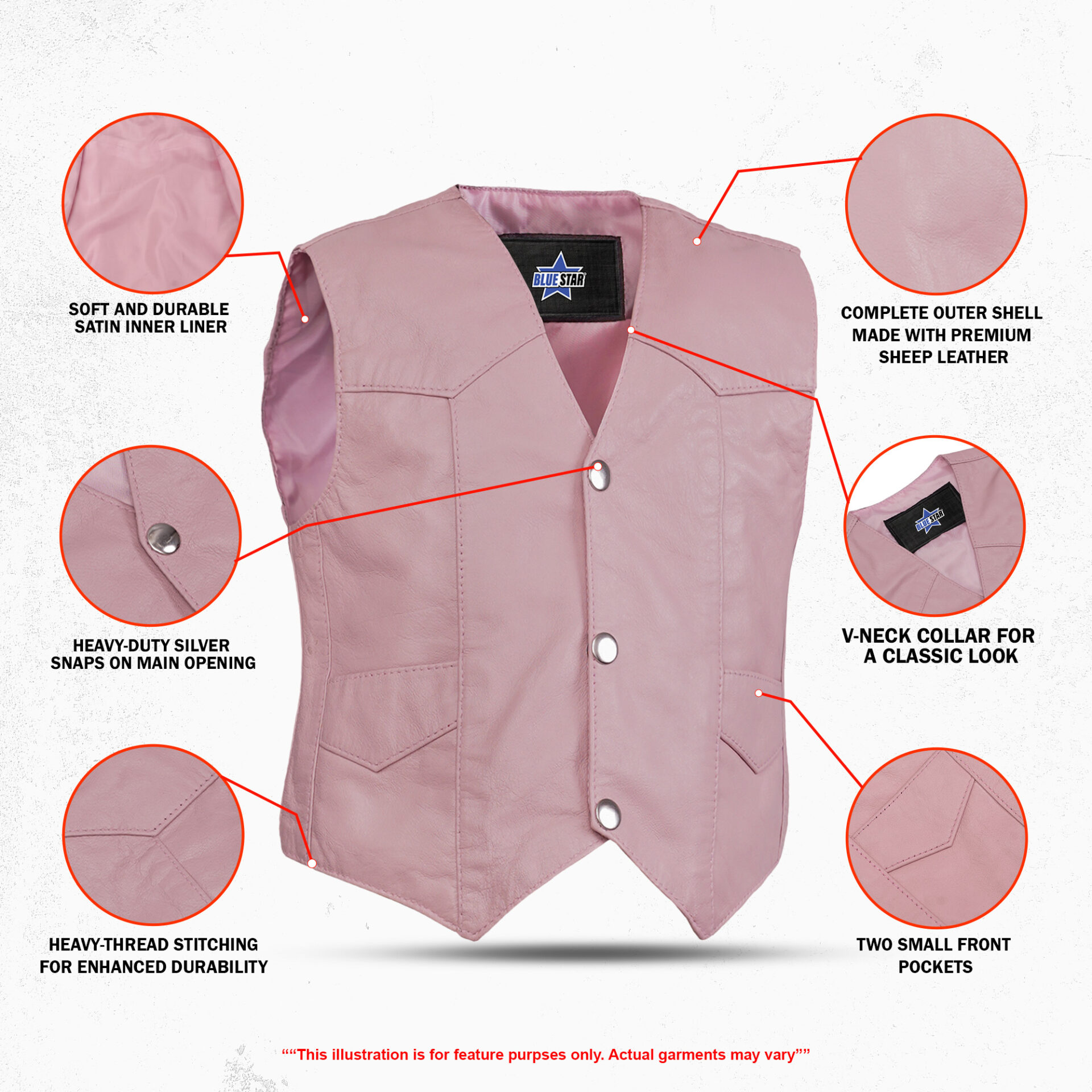 BSM4671 Petal Prowler Kid’s Leather Vest - Image 3