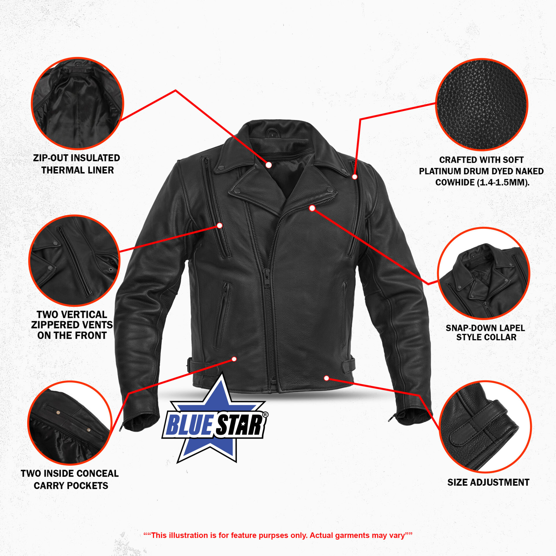 BSM4694 Dark Nova Leather Motorcycle Jacket - Image 3