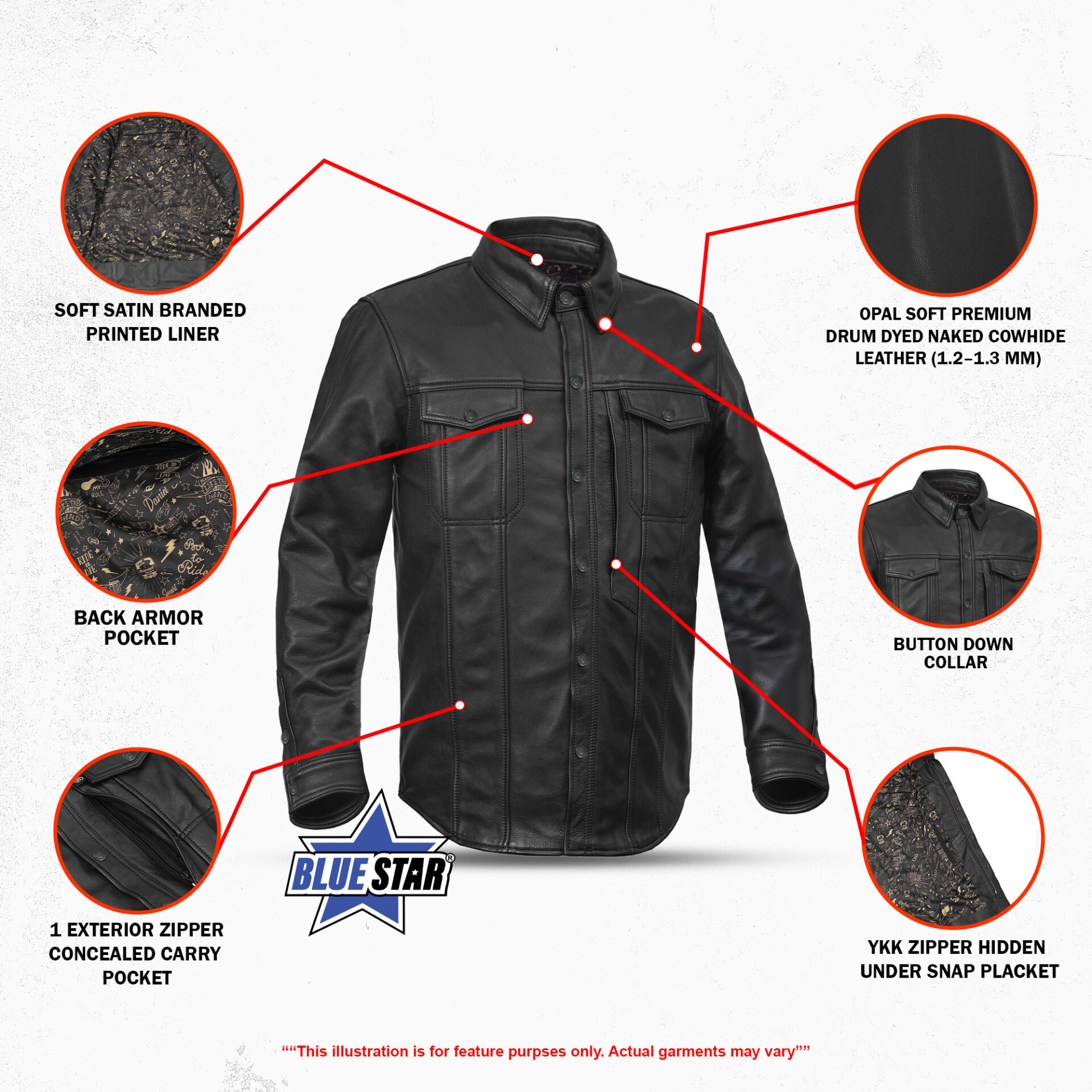 BSM4695 Road Sovereign - Leather Motorcycle Shirt - Image 3