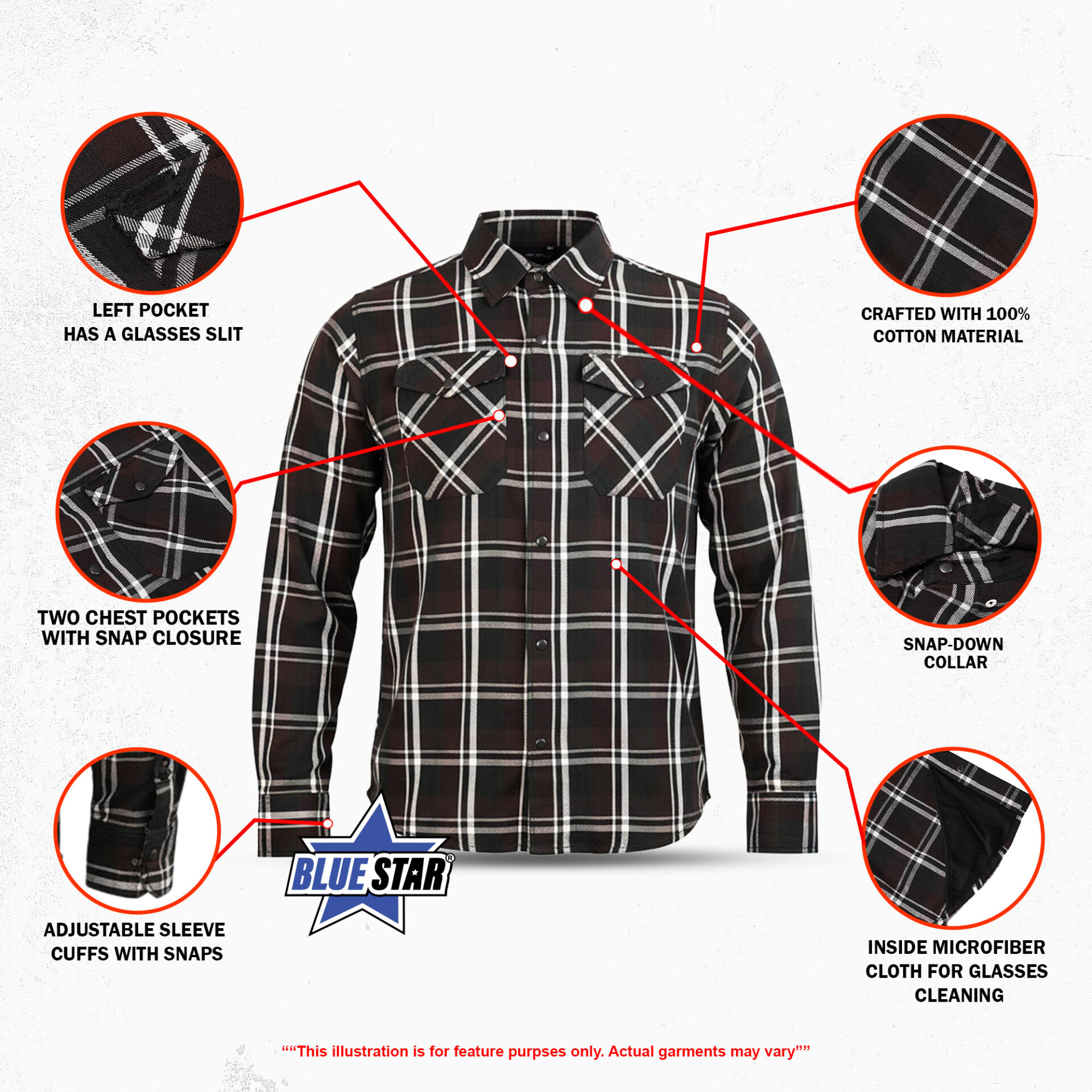 BSM4698 Cocoa Men’s Biker Shirt - Image 3