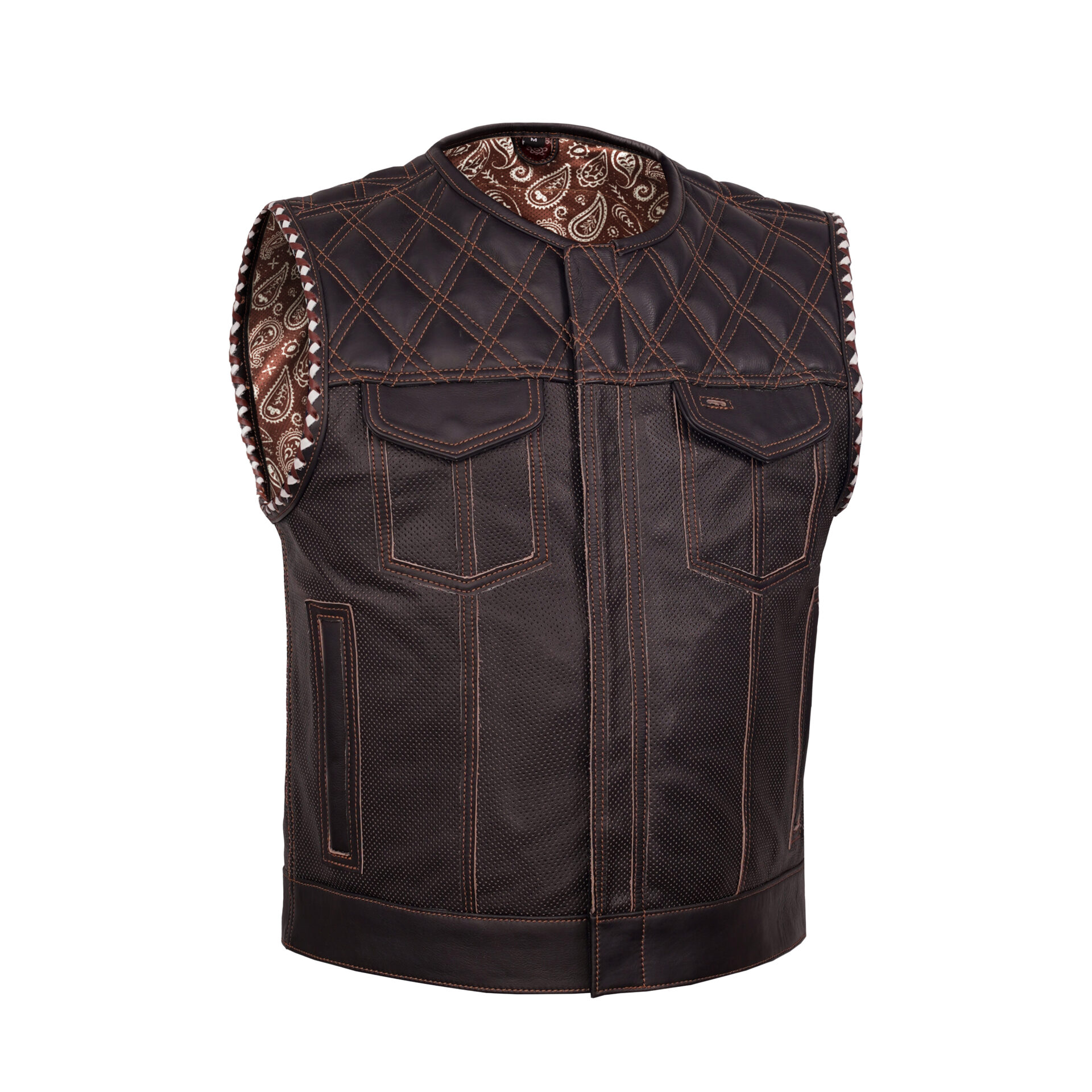 BSM5040 Brex Men’s Leather Motorcycle Vest