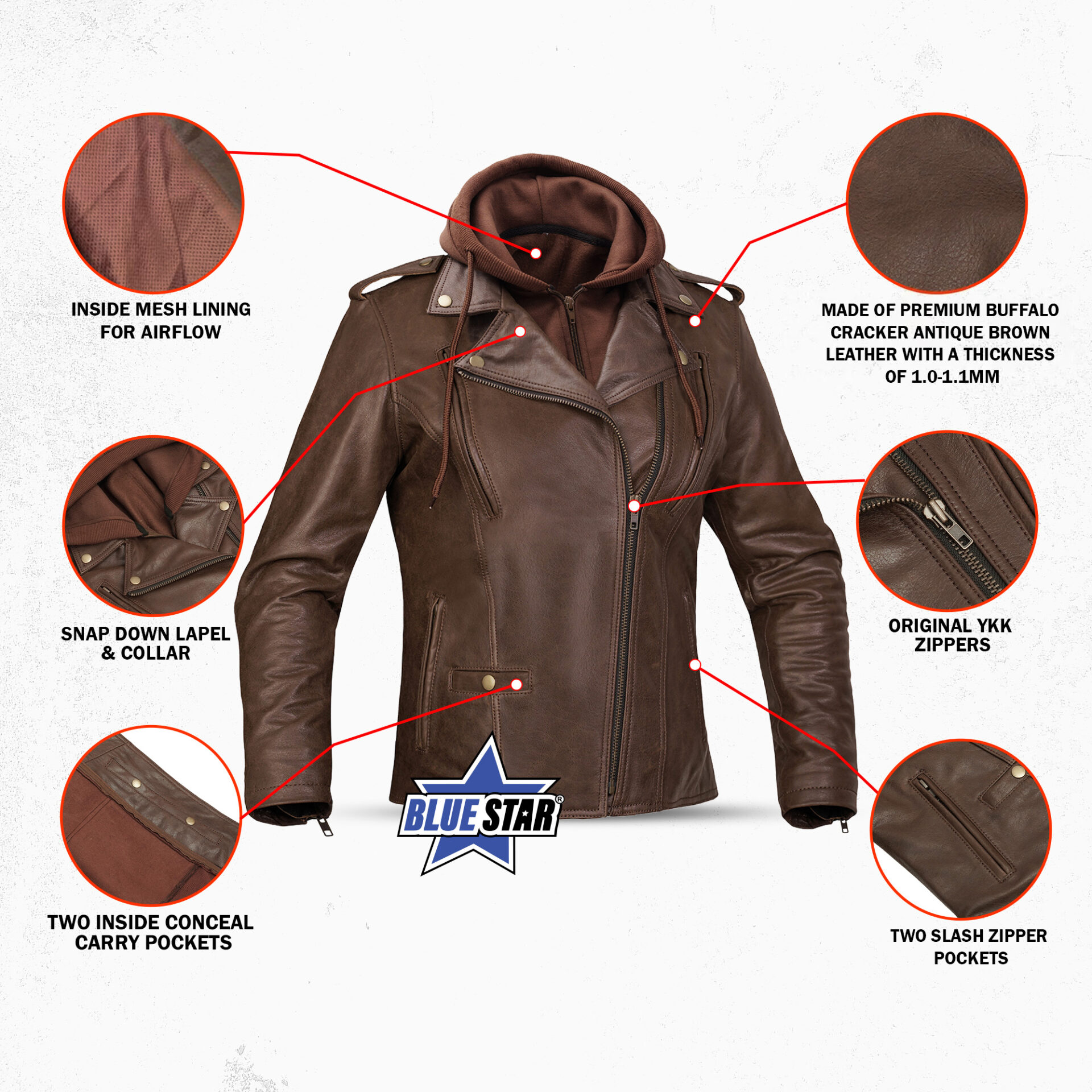 BSM5032 DriftCore Women’s Motorcycle Leather Jacket - Image 3
