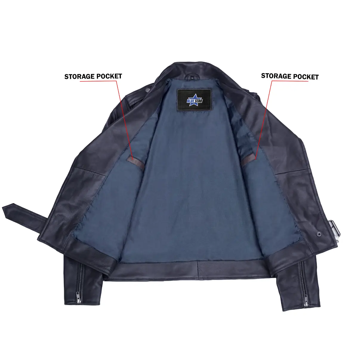 Moonlight Women's Navy Blue Fashion Leather Jacket - Image 9