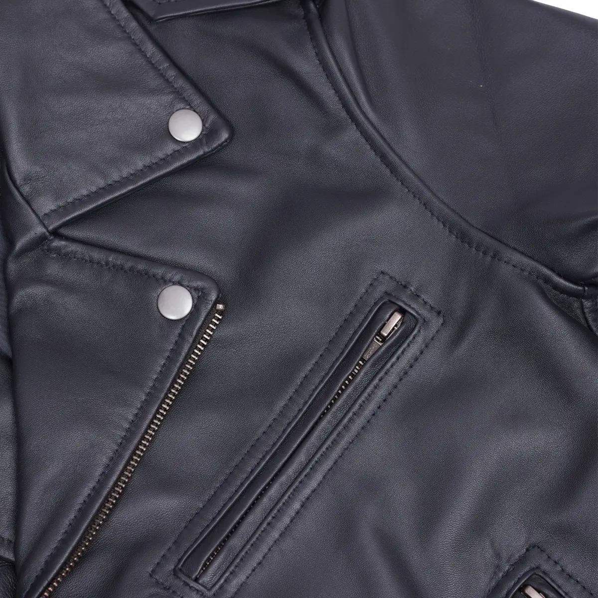 Moonlight Women's Navy Blue Fashion Leather Jacket - Image 5