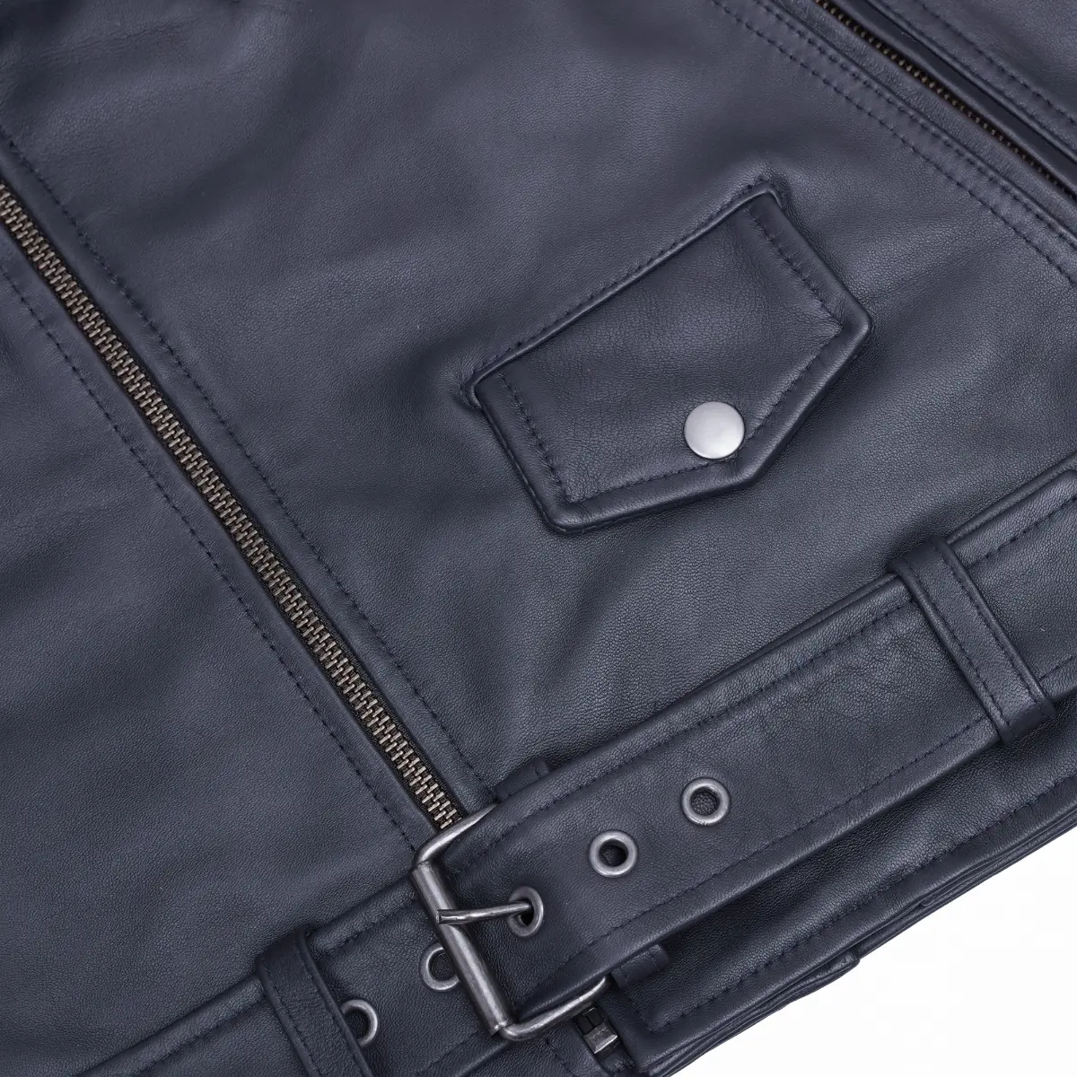 Moonlight Women's Navy Blue Fashion Leather Jacket - Image 7