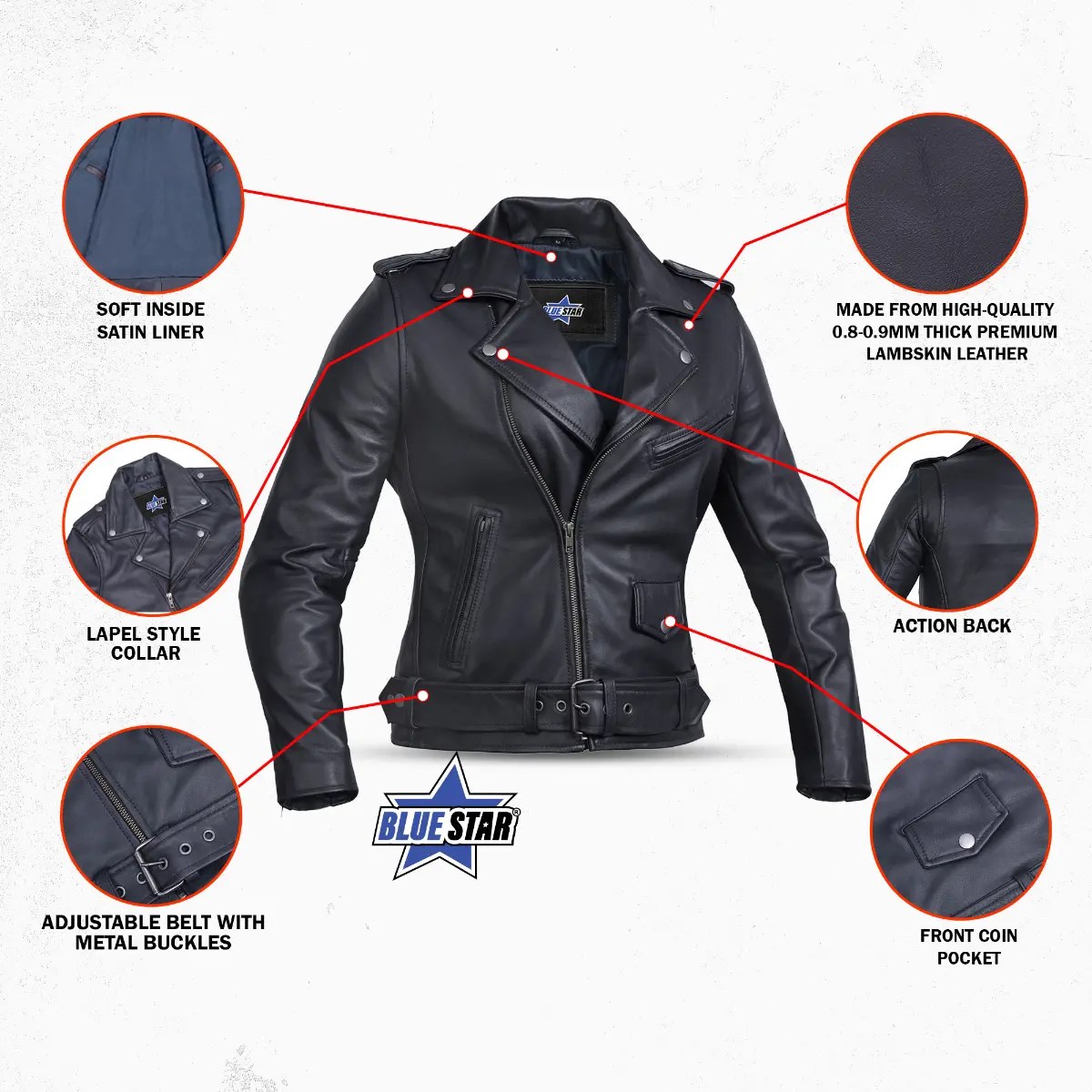Moonlight Women's Navy Blue Fashion Leather Jacket - Image 3