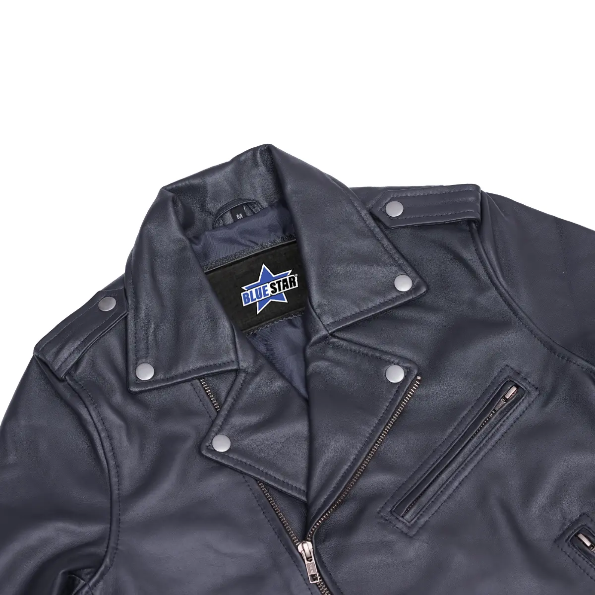 Moonlight Women's Navy Blue Fashion Leather Jacket - Image 4
