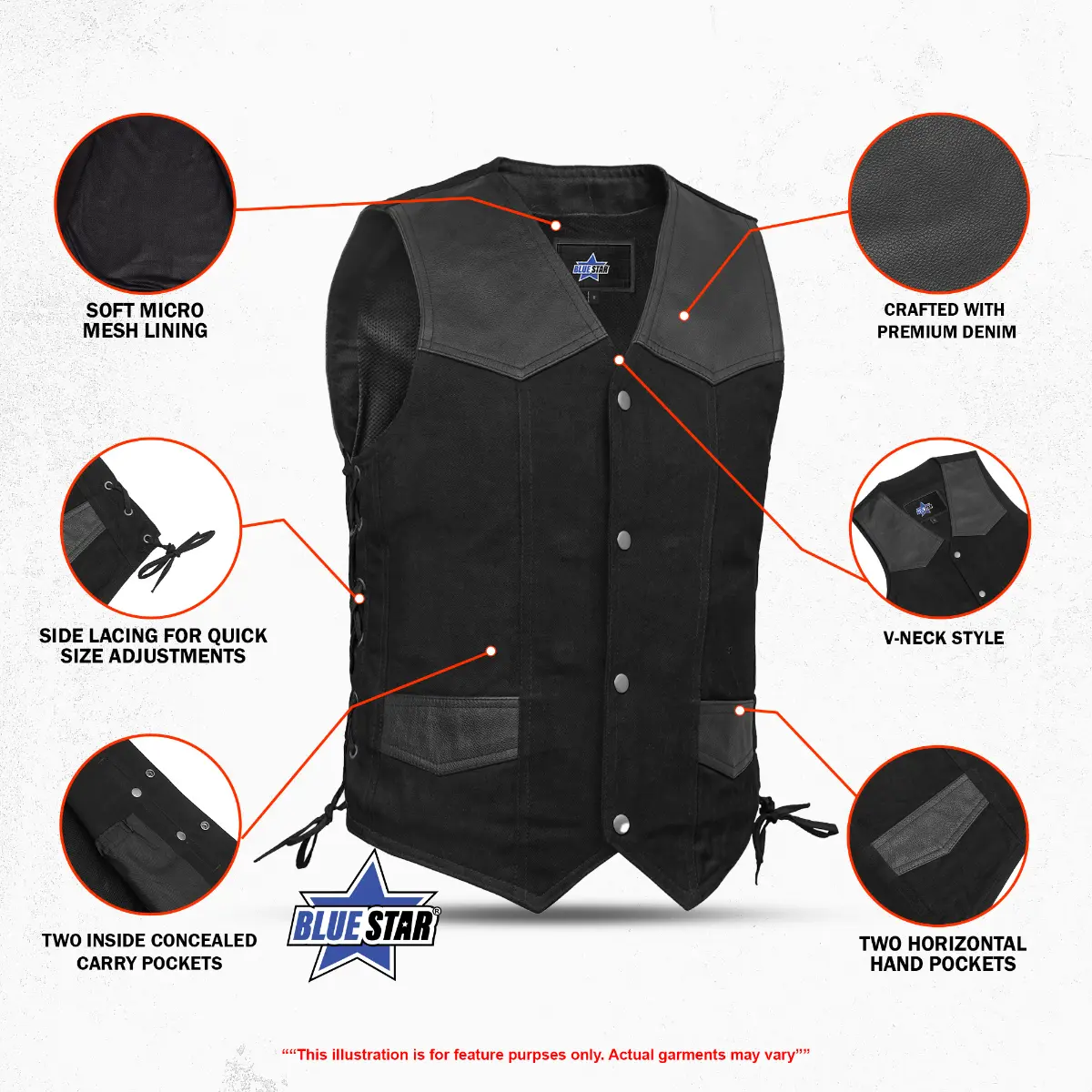 BSM00902 Maison Men’s Motorcycle Vest - Image 3