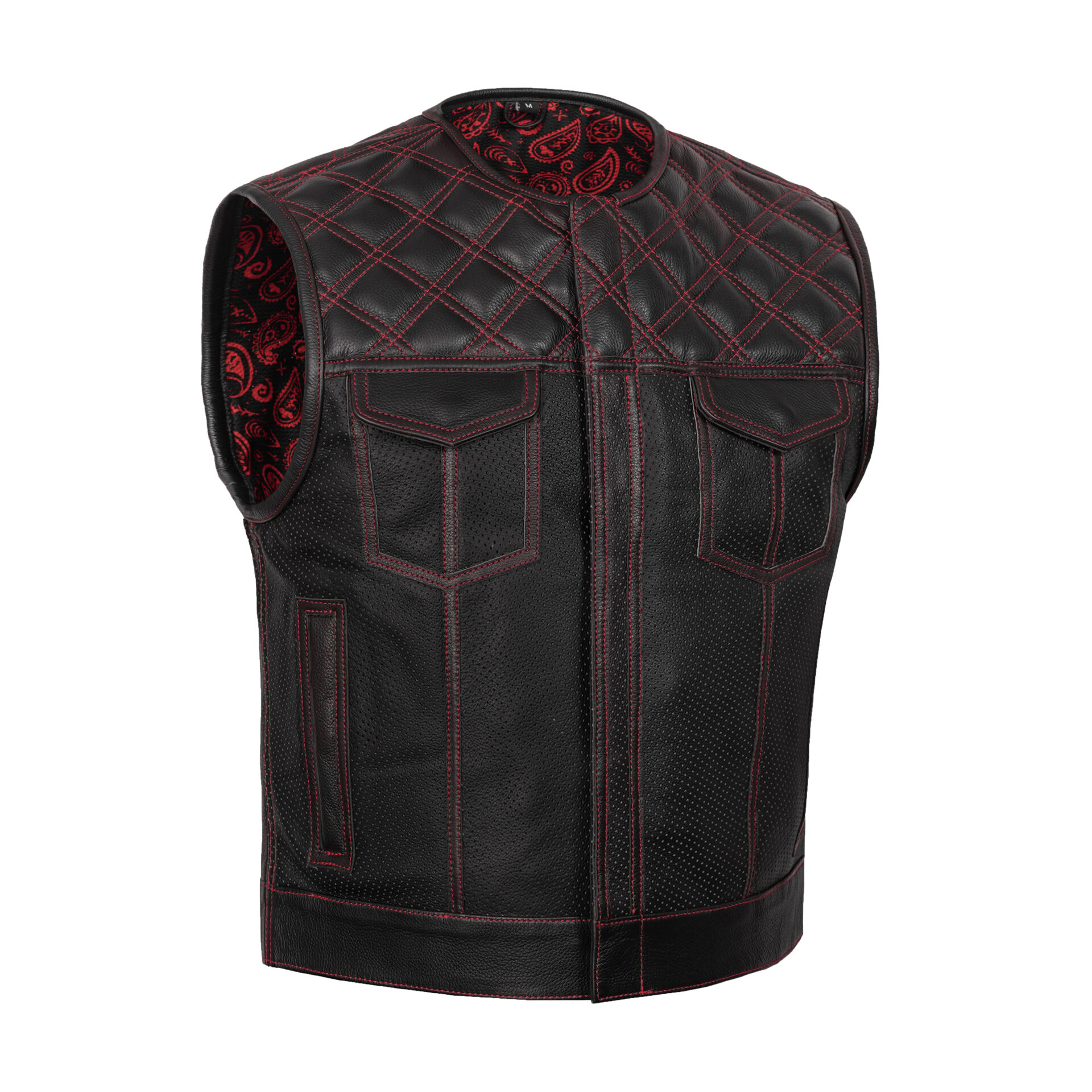 Canyonforge Men's Perforated Low Cut Motorcycle Leather Vest