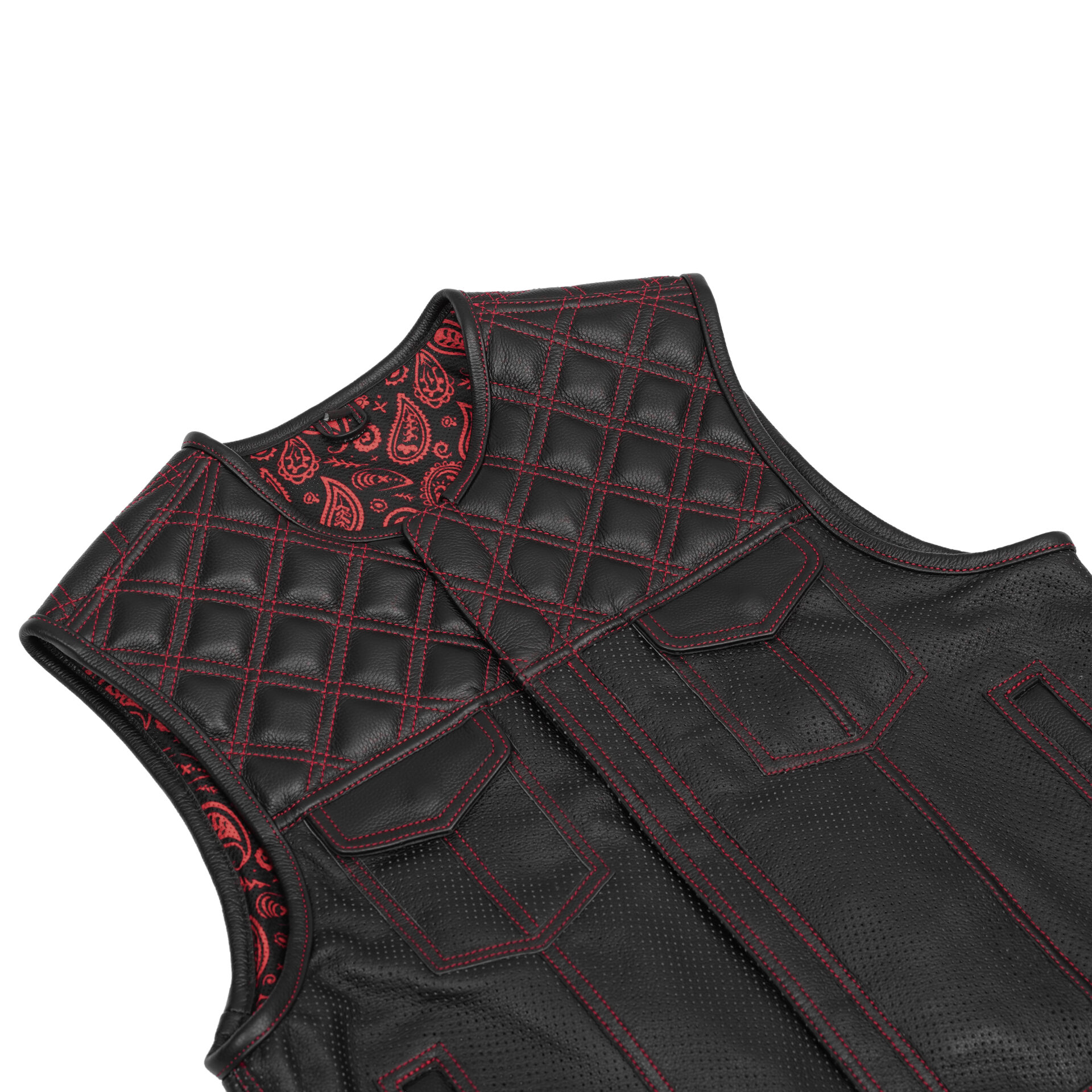 Canyonforge Men's Perforated Low Cut Motorcycle Leather Vest - Image 7