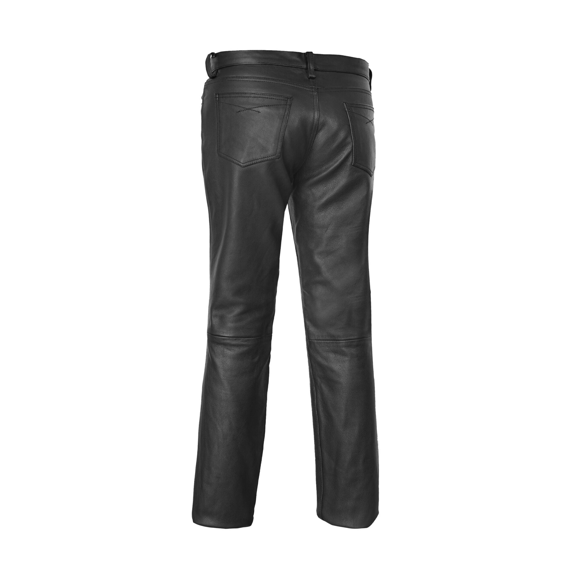 Women's Classic 5 Pocket Black Casual Motorcycle Leather Pants - Image 2