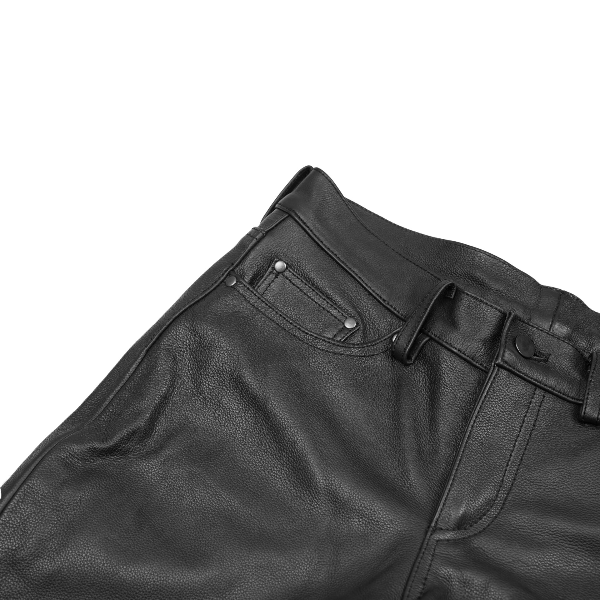 Women's Classic 5 Pocket Black Casual Motorcycle Leather Pants - Image 7