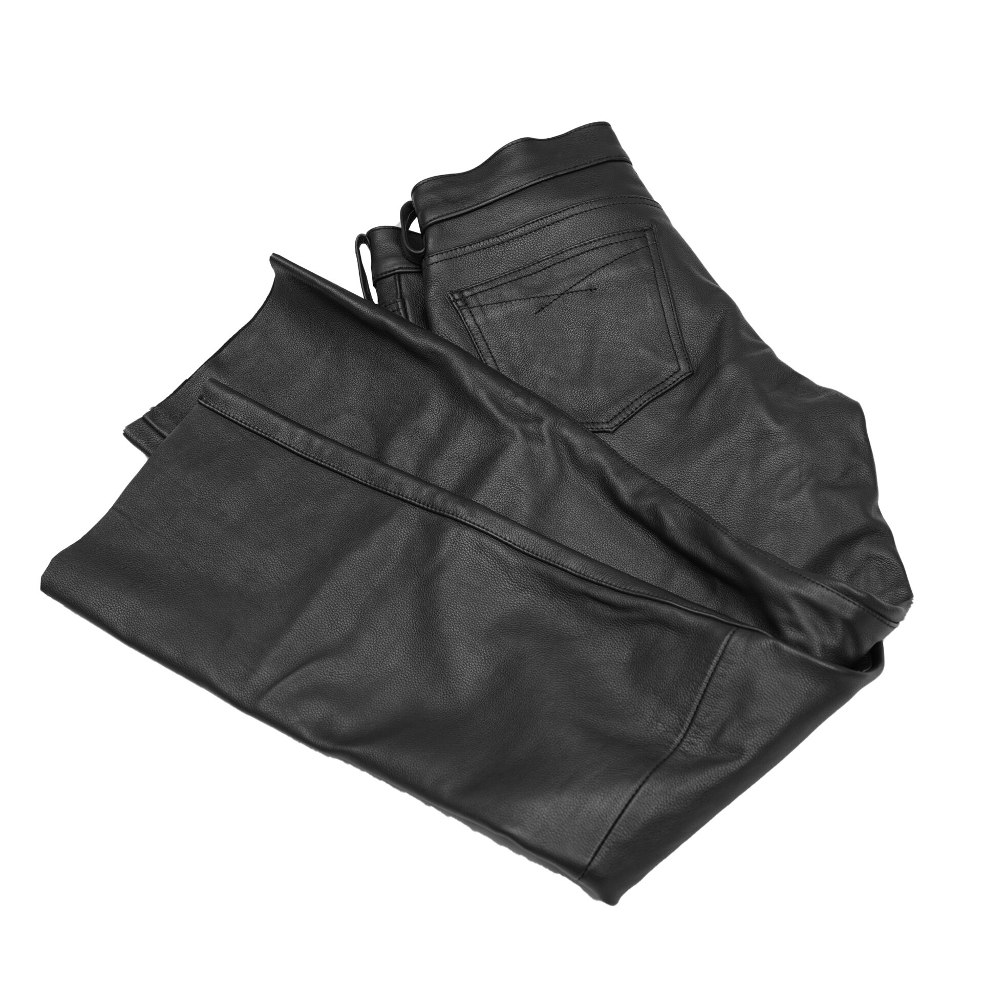Women's Classic 5 Pocket Black Casual Motorcycle Leather Pants - Image 9