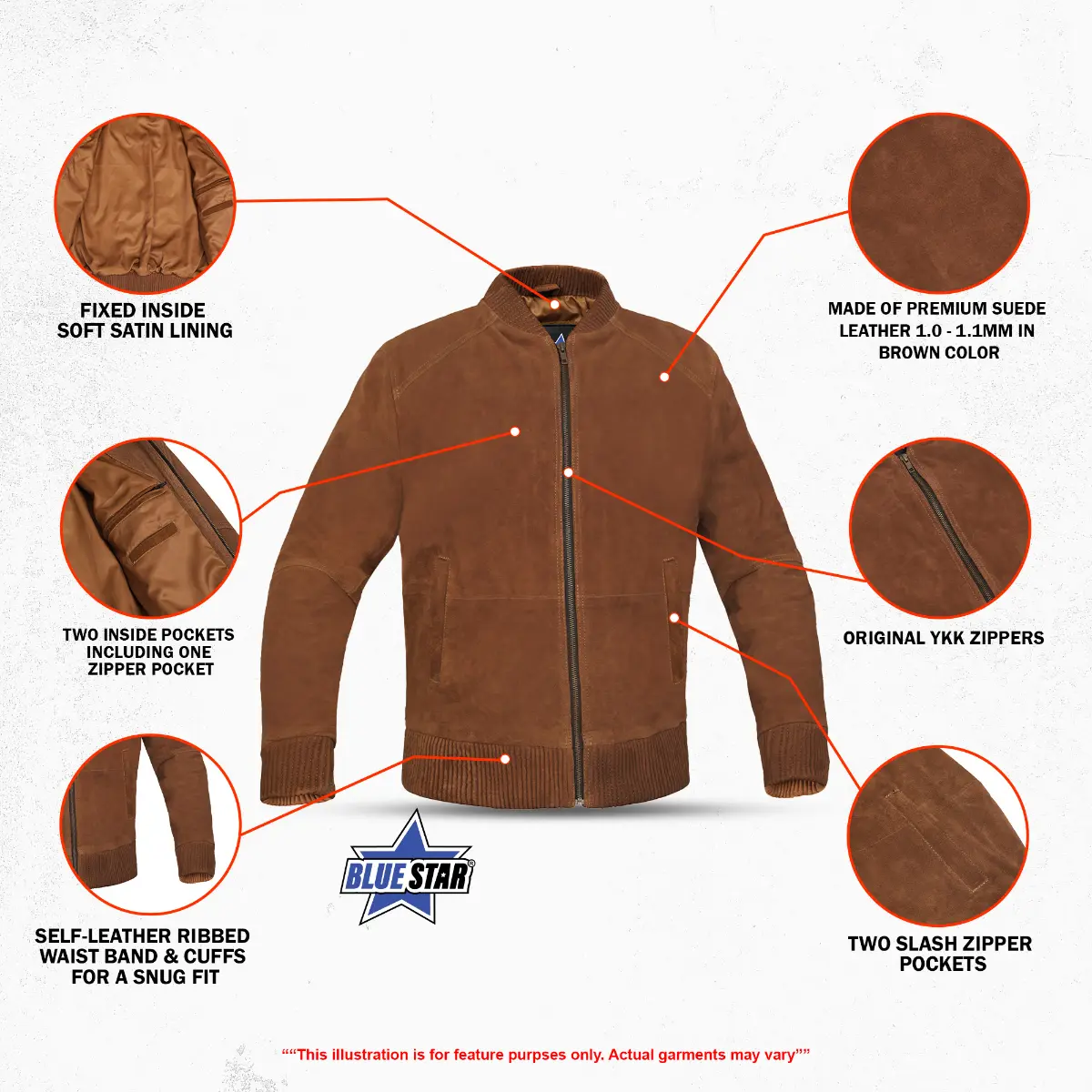 BSM00741 Truffle Men’s Leather Motorcycle Jacket - Image 3